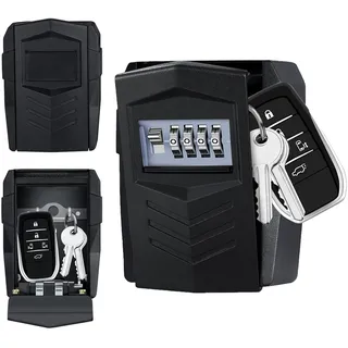 ZHEGE Schlüsseltresor mit Zahlencode Aussen, Schlüsselsafe Auto, Groß Schlüsselkasten Code für 10+ Hausschlüssel, Autoschlüssel, Wetterfeste Schlüsselbox mit Code für Draußen (Schwarz)