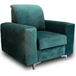 Möbel Relax Sitz Design Couch Lounge Textil landhaus Sessel Stoff Sofa Einsitzer - Türkis