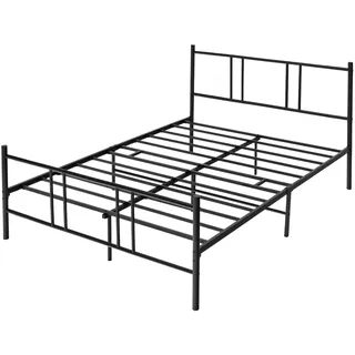 COSTWAY Metallbett Bettrahmen für 200 x 140 cm Matratze, Doppelbettgestell, Bettgestell mit Lattenrost, Stauraum unter dem Bett, Gästebett Plattformbett Metall (200 x 140 cm) - Schwarz