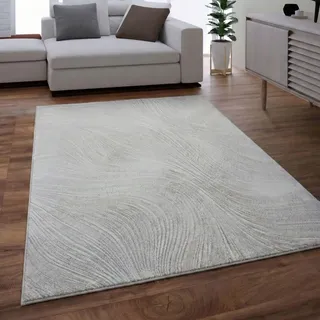 VIMODA Teppich Wohnzimmer Teppich Schlafzimmer, Flur, küche Kurzflor Boho Design Unifarbe Hoch-Tief-Effekt Modern 3D Weich,Maße:200x290 cm;Farbe:L.Grey