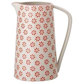 Bloomingville Krug Susie Retro Kanne Milch Vintage Wasser-Karaffe ø 10 H 17 cm, rot, Keramik, fasst ca. 800 ml