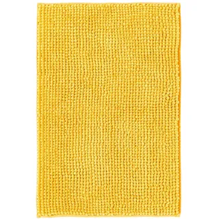 Decomira Badematte rutschfest | Als Badteppich Set kombinierbar | Badezimmer-Teppich Bad-Vorleger waschbar aus Chenille | Duschvorleger für Dusche, Badewannen, WC Deko | Gelb - 50x80 cm
