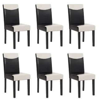 Mendler Esszimmerstuhl Littau Kunstleder schwarz-weiß 6er Set
