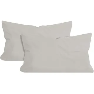 npluseins 2er-Pack Jersey Dekokissen Baumwollbezug, 40 x 60 cm, Silber | Öko-Tex Standard 100, Reißverschluss, formstabil, strapazierfähig, angenehm weich, waschbar bis 60 °C