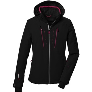 KILLTEC Damen Skijacke/Funktionsjacke mit abzippbarer Kapuze, Schneefang und Unterarmventilation KSW 41 WMN SKI JCKT, schwarz blau, 42,