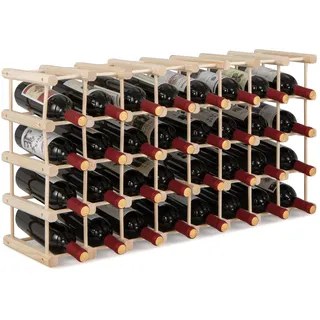 COSTWAY Weinregal Holz, Flaschenständer für 36 Flaschen, Weinständer frei kombinierbar, Flaschenhalter Weinflaschenhalter Weinhalter für Keller, Bar, Speisekammer, Küche
