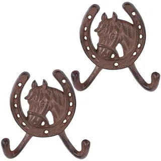 WADORN Doppelte Wandhaken In Hufeisenform Pferde Western Kleiderbügel Aus Gusseisen Rustikale Schlüssel Mantel Und Huthaken Vintage Kleiderständer Für Wohnzimmer Rodeo Kinderzimmer Cowgirl Rotkupfer