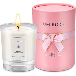 Duftkerzen Geschenkset für Frauen, Natürliches Sojawachs Aromatherapie Kerzen im Glas Set 8.1OZ Jasmin Kerzen Duft für Stressabbau und Entspannung des Körpers Rosa