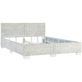 vidaXL Bettgestell Grau Natur Rattan 140 x 200 cm