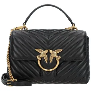 PINKO Handtasche Love Lady Puff Mini CL Sheep Nappa Chevron S Black - Antique Gold