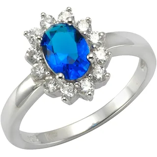 Silberring FIRETTI "Schmuck Geschenk Silber 925 Fingerring Damenring Entourage" Gr. 62, blau (silberfarben, blau, kristallweiß), Fingerringe, Damen, 62, Silber 925 (Sterlingsilber), 2,2mm, Silberring, mit Kristallstein (synth.), Zirkonia (synth.)