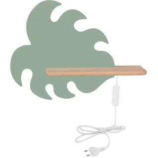 Kinderwandleuchte , Grün , Holz, Metall, Holzwerkstoff , Eiche , Blatt , 12x27x37 cm , RoHS, Europäischer Sicherheitsstandard , Schnurschalter, einfach zu transportieren , Lampen & Leuchten, Leuchtenserien