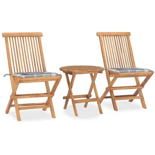Best Möbel Gartenmöbel Set Balkonmöbel-Set 3-tlg. Garten-Essgruppe mit Kissen Klappbar Massivholz Teak - Gartenmöbelgarnituren CL2456380 2parcel - Braun