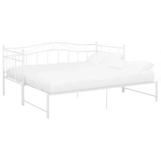 vidaXL Ausziehsofa Bettgestell Weiß Metall 90x200 cm - Weiß