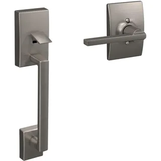 Schlage FE285 Century by Latitude Century by Bottom Half Handleset with 16080 Latch and 10063 Strike Satin Nickel Finish
