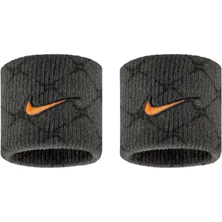 Nike Dri-Fit Swoosh Classic Wristbands Printed 2er Pack Schweißbänder Tennis Fitness Running Handgelenkbänder, Anthracite/Black/Total Orange, One Size