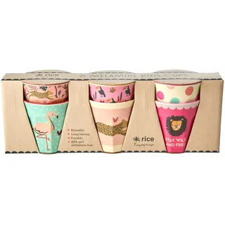 Rice Kleine Melamin Kinder Becher 0,16 l Rosa 6 St.