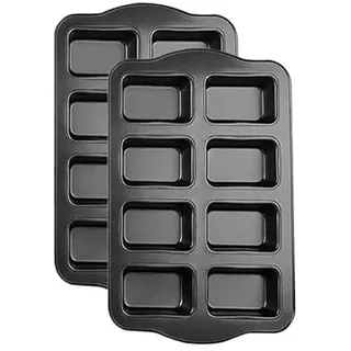 Gurlideo 8 Mini-Kastenformen, Kastenform, antihaftbeschichtet, Karbonstahl, Backform zum Backen, Grau (2 Set)