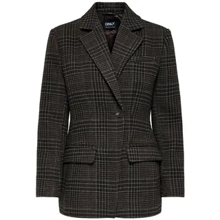 ONLY Damen Onlmika Check Blazer OTW, Black Coffee, l