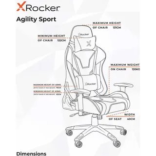 X Rocker Agility eSports Gaming-Bürodrehstuhl - Blau/Schwarz