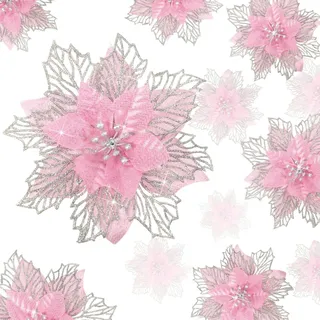 Geosar Weihnachtssterne, Baumdekoration, künstlicher Glitzer, Weihnachtsdekoration, Neujahr für Partyzubehör, Rosa, 36 Stück