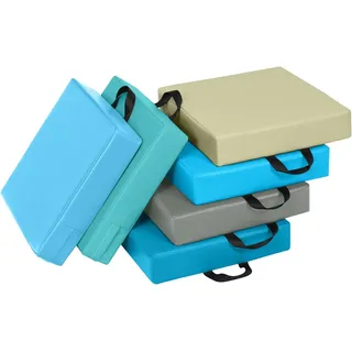 FANTASK 6er Set Kinder Stuhlkissen mit Griff, Bodenkissen mit Reißverschluss, Sitzkissen Mehrfarbig, Hellblau