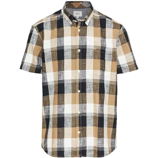 camel active Karohemd Kurzarm aus reiner Baumwolle, blau