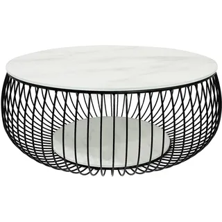 SalesFever Coffeetable Schwarz Metall Glas 86 x 35 x 86 cm