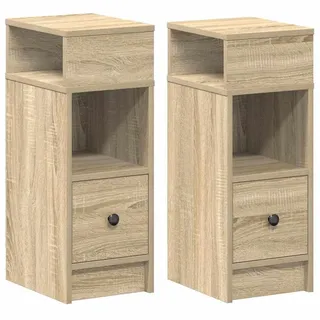 vidaXL Nachttisch 2-teilig mit Schublade 25/31/66 cm in Sonoma-Eiche Dekor , Sonoma Eiche , Holz , Strukturbuche , Rechteckig , 25x66x31 cm , Schlafzimmer, Nachtkästchen