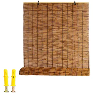 Bambusrollo für Fenster Wetterfest Bambus Rollo mit Lifter Sonnenschutz Sichtschutz für Aussen Terrasse Balkon Garten 50 80 110 140 170 180cm