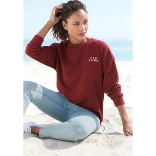 Sweatshirt ELBSAND "Carisa", Damen, Gr. XXL (44), rot (weinrot), Sweatware, Obermaterial: 95% Baumwolle, 5% Elasthan, unifarben, figurumspielend hüftlang, Rundhals, Sweatshirts Sweatshirt, mit verstellbarem Gummizug am Saum, lockere Passform, casual-sportlich, Topseller
