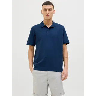 Poloshirt JACK & JONES "JJEAUSTIN POLO SS NOOS", Herren, Gr. XS, navy blazer detail:classic, Jersey, Obermaterial: 58% Polyester, 40% Baumwolle, 2% Elasthan, unifarben, regular fit normal, ohne Ausschnitt, gerader Abschluss, Shirts Poloshirt, Materialmix, regular fit