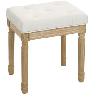 Homcom Sitzhocker Polyester Gummiholz Beige , Textil , 32x46.5x42 cm , Wohnzimmer, Sessel, Hocker & Hockerbänke, Sitzhocker