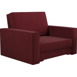 Kaiser Möbel Klassisches Sofa mit schlaffunktion und bettkasten, Schlafsofa, Sofa – AMERICANO stoff Scala Rotwein - Rot