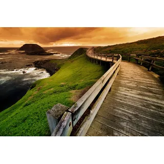 Fototapete PAPERMOON "Steg am Meer", bunt, B:4,5m L:2,8m, Vlies, Tapeten, Fototapete