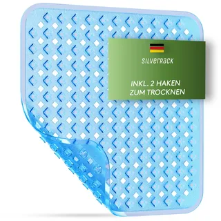SilverRack Duschmatte rutschfest 53x53 cm (Blau RAUTEN) - Antirutschmatte Dusche BPA frei für Kinder - Badematte maschinenwaschbar u. schimmelresistent - Duscheinlage rutschfest