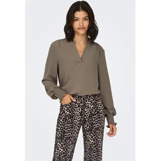Only Blusenshirt »ONLMETTE V-NECK LS SMOCK TOP NOOS WVN«, braun