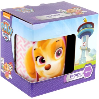 p:os 29466 - PAW Patrol - Tasse für Kinder, Trinkbecher für Mädchen, mit ca. 200 ml Fassungsvermögen, Trinkgefäß aus Porzellan, im Geschenkkarton