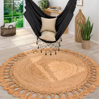 Paco Home Teppich »Viborg 597« rund 13 mm Höhe handgefertigter Natur-Teppich, Jute, Modern, Boho, Ethno, beige