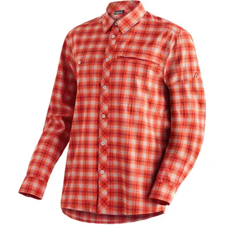 Funktionshemd MAIER SPORTS "Kasen L/S M", Herren, Gr. 52, Normalgrößen, rot, 97% Polyester, 3% Elasthan, Hemden Funktionshemd, Herren Hemd langarm, karriertes Freizeithemd, Langarmhemd, Regular Fit