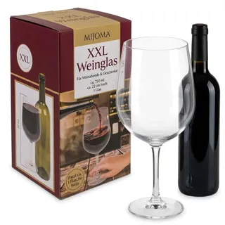MIJOMA Großes XXL-Weinglas für ca. 740 ml, Stimmungsglas, für Weintrinker Weinliebhaber, Höhe ca. 22 cm