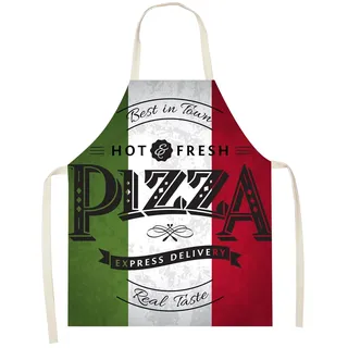 AEIXYA 1 Stück Pizza Schürze, 60 X 80Cm Lustige Küchenschürze, Italienische Flagge Grillschürze Für Männer Lustig,Grillschürze Für Männer, Geeignet Für Damen Und Herren(A)