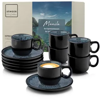sänger Manila Espressotassen Set 12-tlg. blau-schwarz