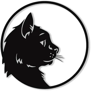 Katze silhouette Wanddeko Metall Schwarzer,Haus Garten Deko,Mimalistische wanddekoration wandbilder Wandkunst Hängende Dekoration 30×30 CM (C)