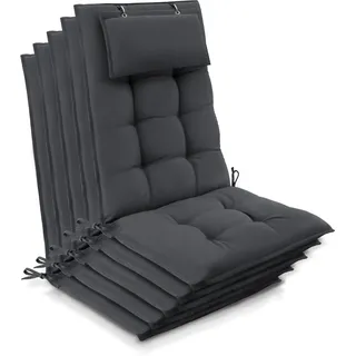 Beautissu 5er Set Sun-HL Hochlehner Auflage 120x50x8cm Anthrazit