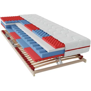 Boxxx Matratzenset , Holzwerkstoff , 2-teilig , Schichtholz , H2 + H3 , Höhe ca. 19 cm , 140x200 cm , Bezug abnehmbar/waschbar, Wendematratze,Federholzleisten verleimt, Federleisten mit Duokappen, nicht verstellbar , Schlafzimmer, Matratzensets