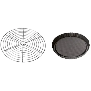 ORIGINAL KAISER Classic Abkühlgitter 32,5 cm, Tortenkühler & Classic Obstbodenform 28 cm, Obstkuchenform, Tortenboden Backform antihaftbeschichtet, Tortenbodenform mit Wellenrand