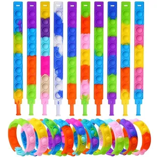 15 Stück Pop it Armband, Pop Bubble Fidget Armband für Kinder, Pop Bubble Bracelet Fidget Spielzeug, Zappelspielzeug Armband, Fidget Toy für Kinder und Erwachsene