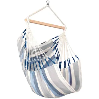 La Siesta Hängesessel , Weiß, Hellblau, Dunkelblau , Holz, Textil , Bambus , 90x145x140 cm , wetterbeständig, UV-beständig, regenabweisend , Gartenmöbel, Gartenschaukeln, Hängesessel