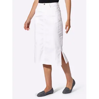 Jeansrock CASUAL LOOKS, Damen, Gr. 38, weiß, 97% Baumwolle, 3% Elasthan, unifarben, wadenlang, Röcke Jeansrock